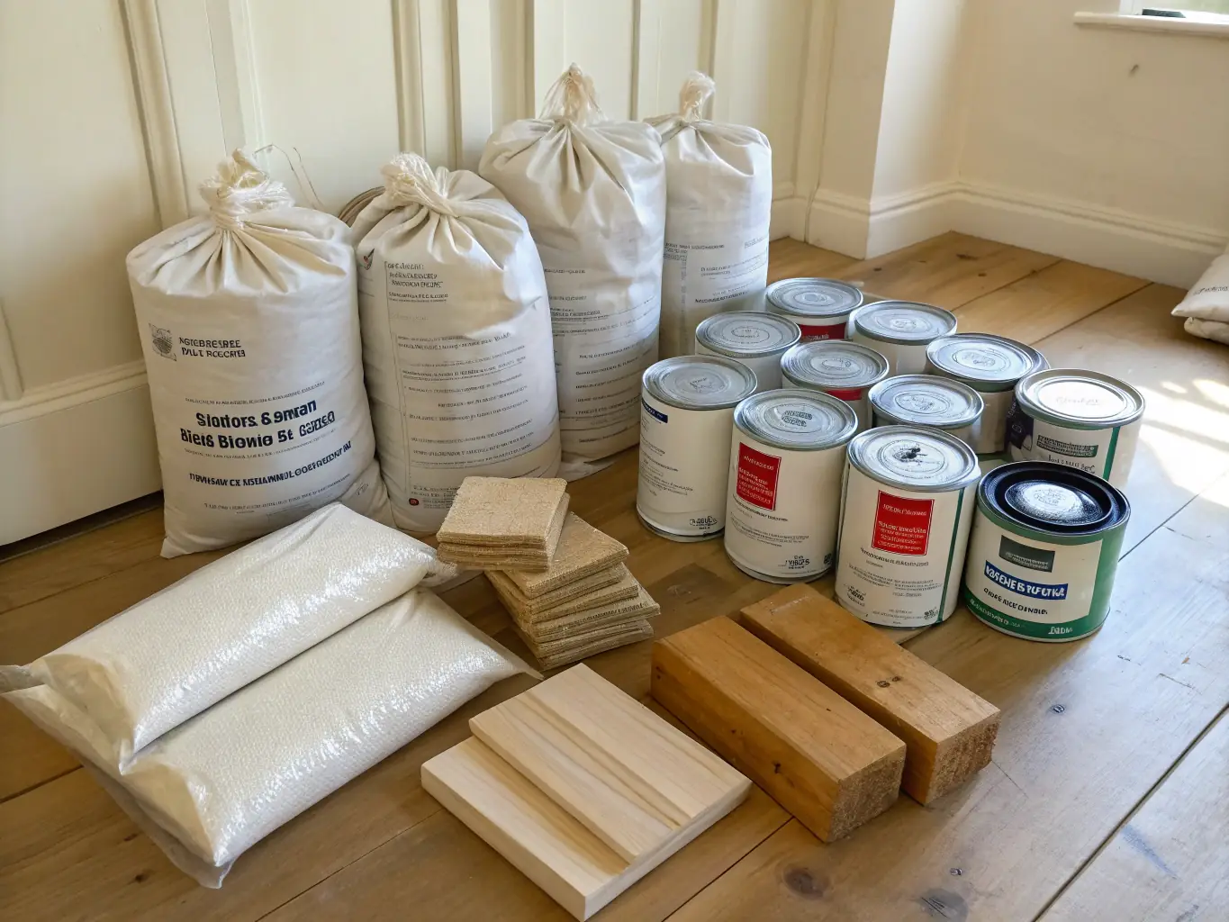 An image displaying a selection of high-quality drywall and plaster materials used by JD Remodeling, emphasizing their commitment to using only the best.